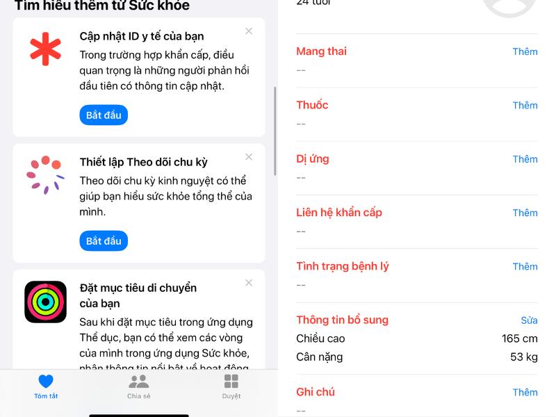 tạo thẻ y tế khẩn cấp trên iPhone